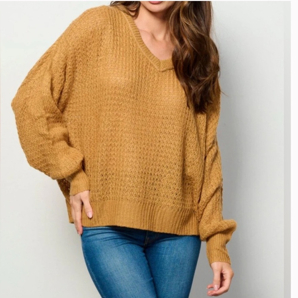 Free People Birch-wood lulu Camel V-Neck
Sweater, S